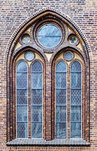 哥特大教堂窗户 柳叶刀 窗框 建筑的 竖框 基督教背景图片
