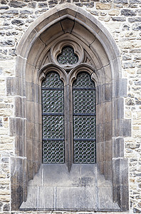 哥特大教堂窗户 天主教 基督教 教会 尖尖的 拱形的 砖 建筑学背景图片