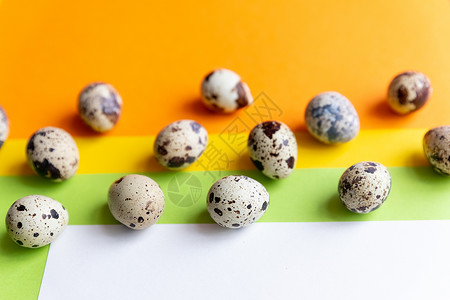 小斑点鹌鹑蛋 鹌鹑蛋图案 复活节快乐的概念 最小的设计 复制空间 平躺 从上面 春天静物 有选择的焦点 传统 过敏背景图片
