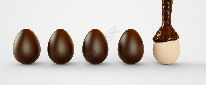 鸡蛋在巧克力中 复活节鸡蛋 3D解说插图背景图片