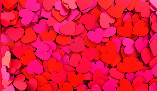 红色的心 心脏背景纹理 情人节 3D 渲染图背景图片