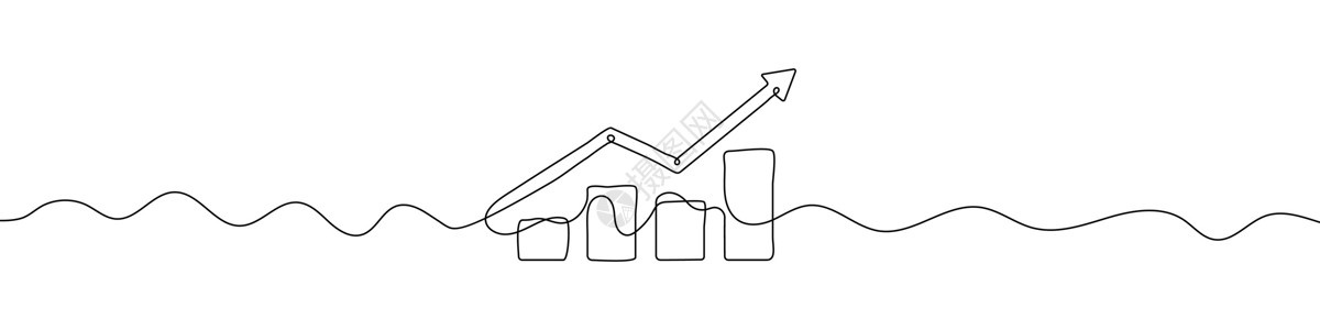 连续线性绘制生长图。带向上箭头的业务图表图片