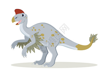 Oviraptorosaur 恐龙卡通人物矢量插图图片