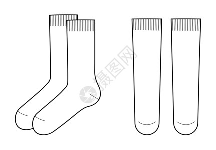 中筒袜长度套装。时尚袜子配件服装技术插图长袜图片