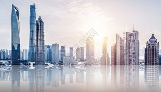 上海素材高清天空下的城市设计图片