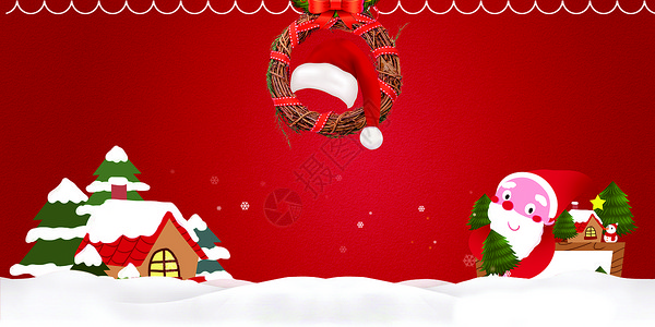 可爱圣诞节雪人红色圣诞节banner背景设计图片