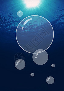 深蓝大海泡泡蓝色大海背景设计图片