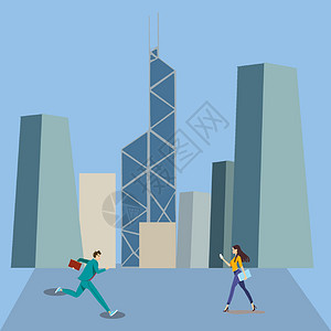 原创矢量城市街道插画免费下载商务建筑背景设计图片