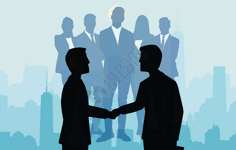 就业主管商务人士握手合作设计图片