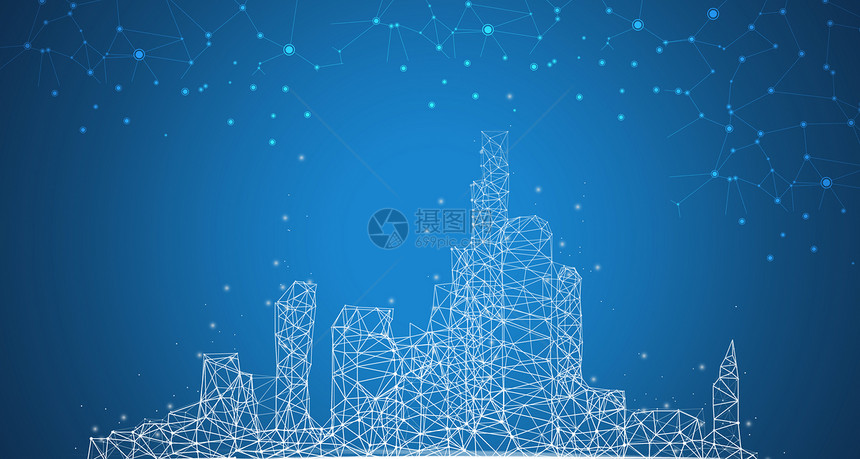 蓝色城市商业大气背景图片
