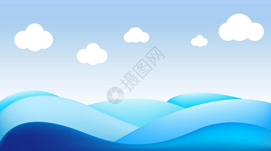 环保蓝色卡通天空海洋设计图片