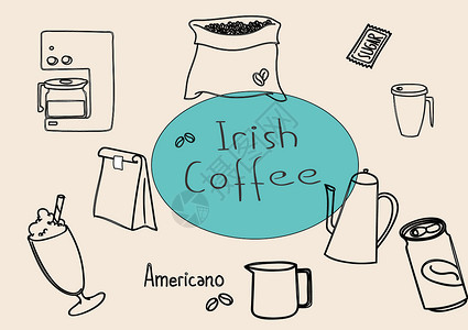 茶的店招素材爱尔兰咖啡插画