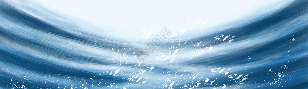 蓝色水漩涡波动海水插画