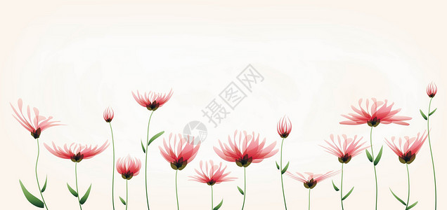 自然红色手绘花朵背景设计图片