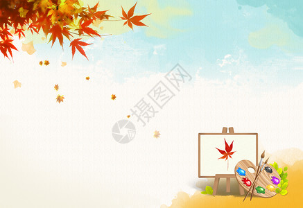 栗子和红叶秋天枫叶设计图片