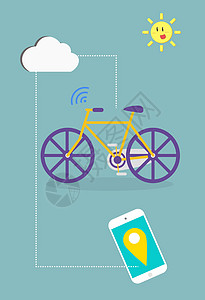 小黄蘑扁平化共享单车设计图片