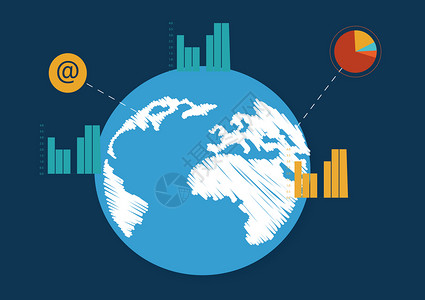 金融地图地球联通背景插画