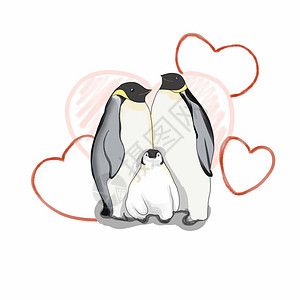 有爱的企鹅一家背景图片