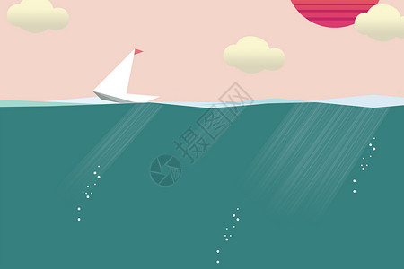 可爱的折纸小船灵感手绘扁平化商务插画
