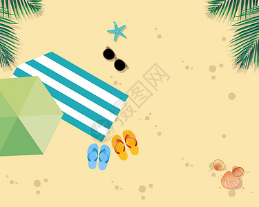 沙滩垫子夏日沙滩插画