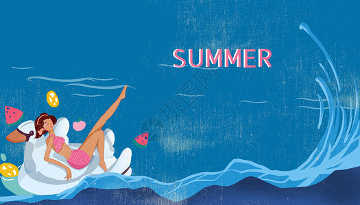 复古泳装夏季设计图片