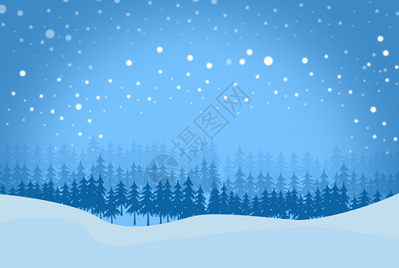 白色雪花飘落雪山上的景色插画