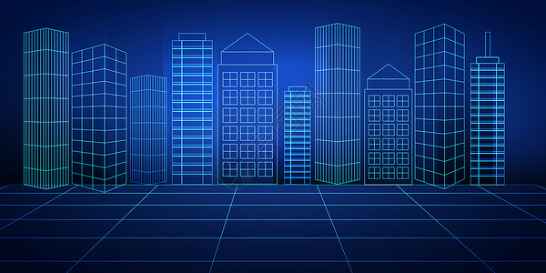 矢量未来城市矢量线条建筑科技图设计图片