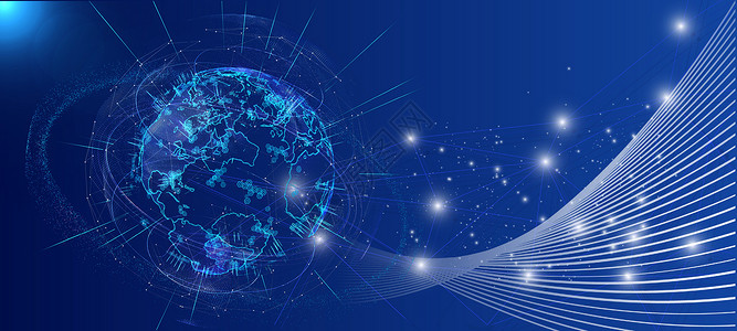 三折页免费科技地球线条信息技术蓝色背景设计图片