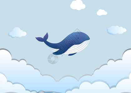 小燕飞小鲸鱼插画插画