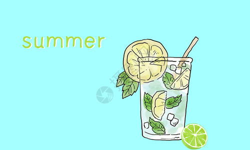 黄绿条纹杯子夏天设计图片