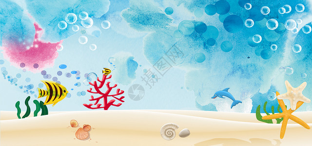 礁石与贝壳清新海洋设计图片
