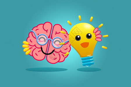 大脑和灯泡是好朋友背景图片