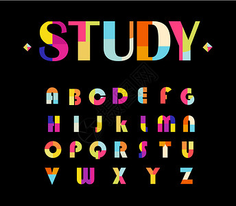 扁平化字体26字母插画