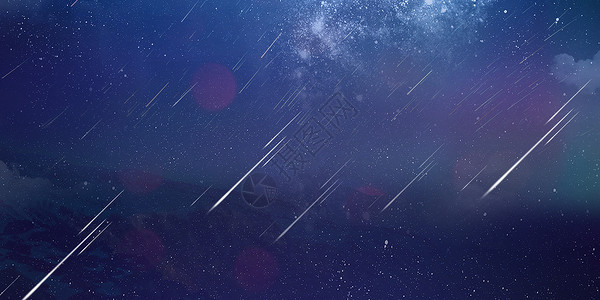 蓝色雨星空背景之流星雨设计图片