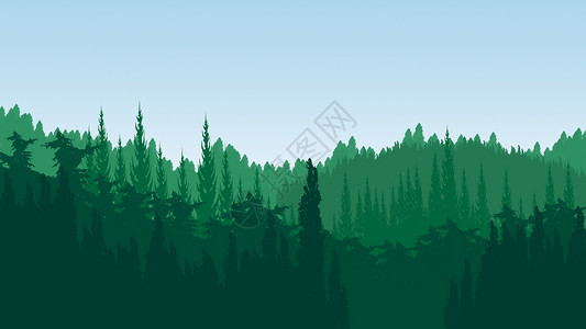 背景展架绿色森林背景手绘插画