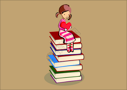 书本里的女孩背景图片