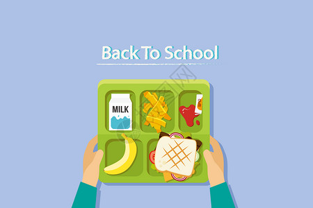学生午餐开学季背景下载设计图片