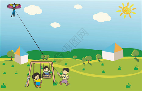 蝴蝶公园孩子玩耍设计图片