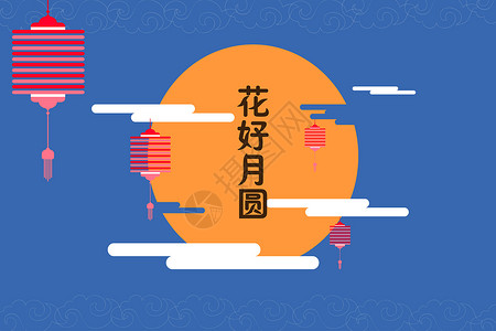 喜庆灯笼、祥云传统中秋节背景图片
