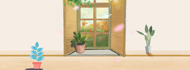 窗户卡通窗台上的仙人球设计图片