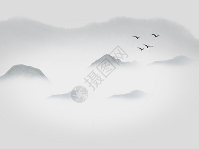 中国风唯美水彩古风水墨背景设计图片