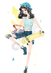滑板少女背景图片