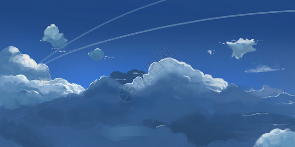 飞机轨迹云端插画插画