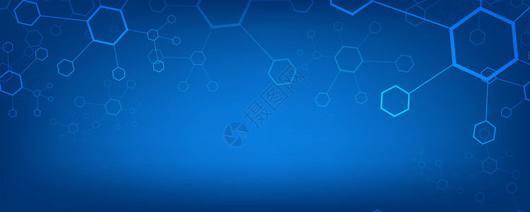蓝色六边形背景分子科技背景设计图片