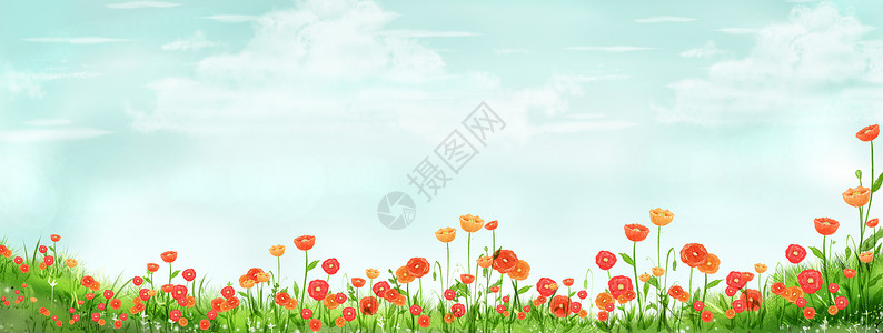 天空颜色花卉背景插画