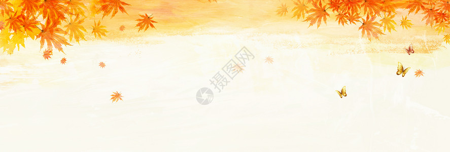 飘浮枫叶秋天背景设计图片