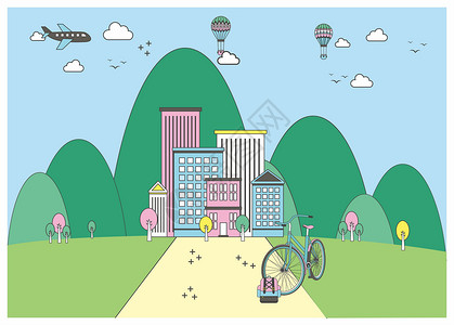 单车插画开学插画设计图片