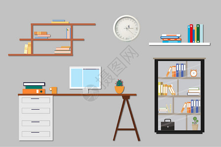 钟表元素GIF干净的书桌背景设计图片