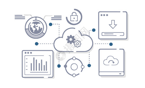云互联网互联网传输矢量插画