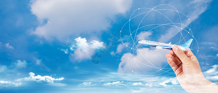 飞机蓝天白云航空科技背景设计图片
